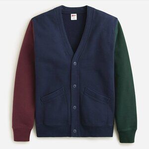 J. Crew Heritage 14 oz. fleece cardigan sweatshirt in colorblock Size S